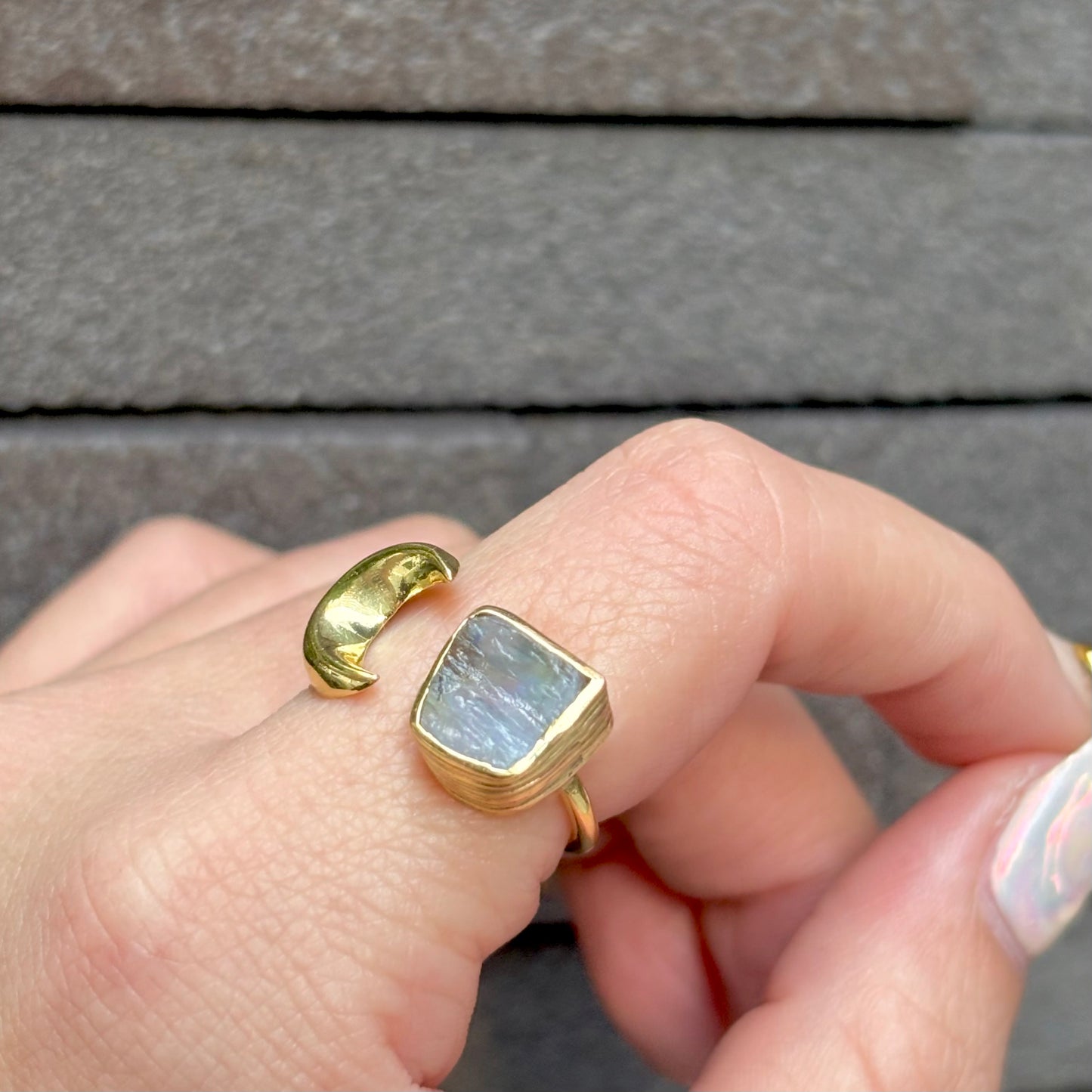 Brass Moon × Stone ring