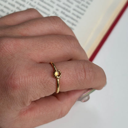 Brass petit ring〈Citrine〉