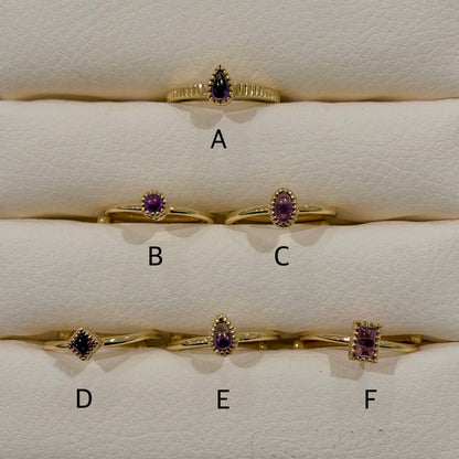 Brass petit ring〈Amethyst〉