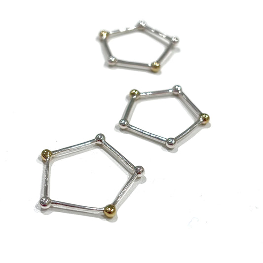 Silver925×Brass plain ring 〈Pentagon〉