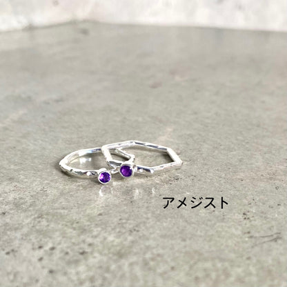 Silver925 petit ring 〈Hexagon〉