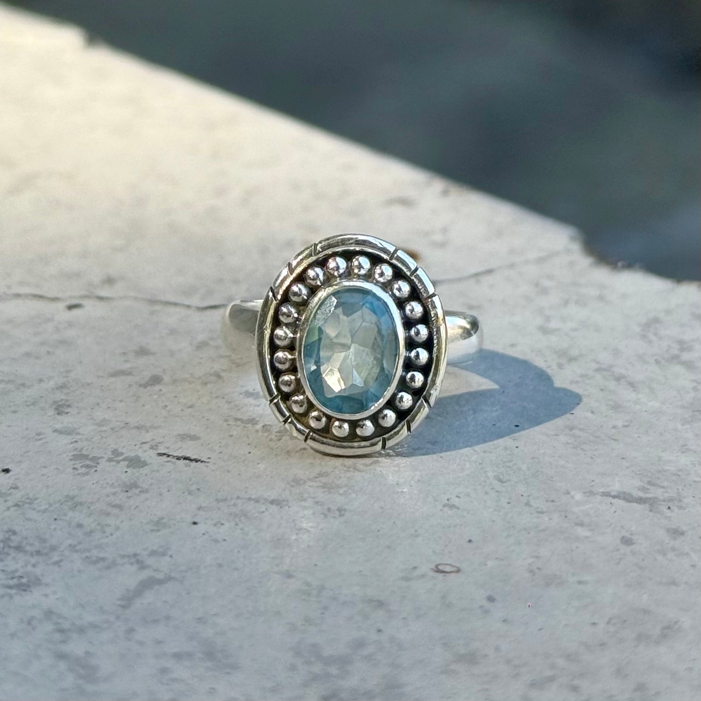 Blue topaz ring