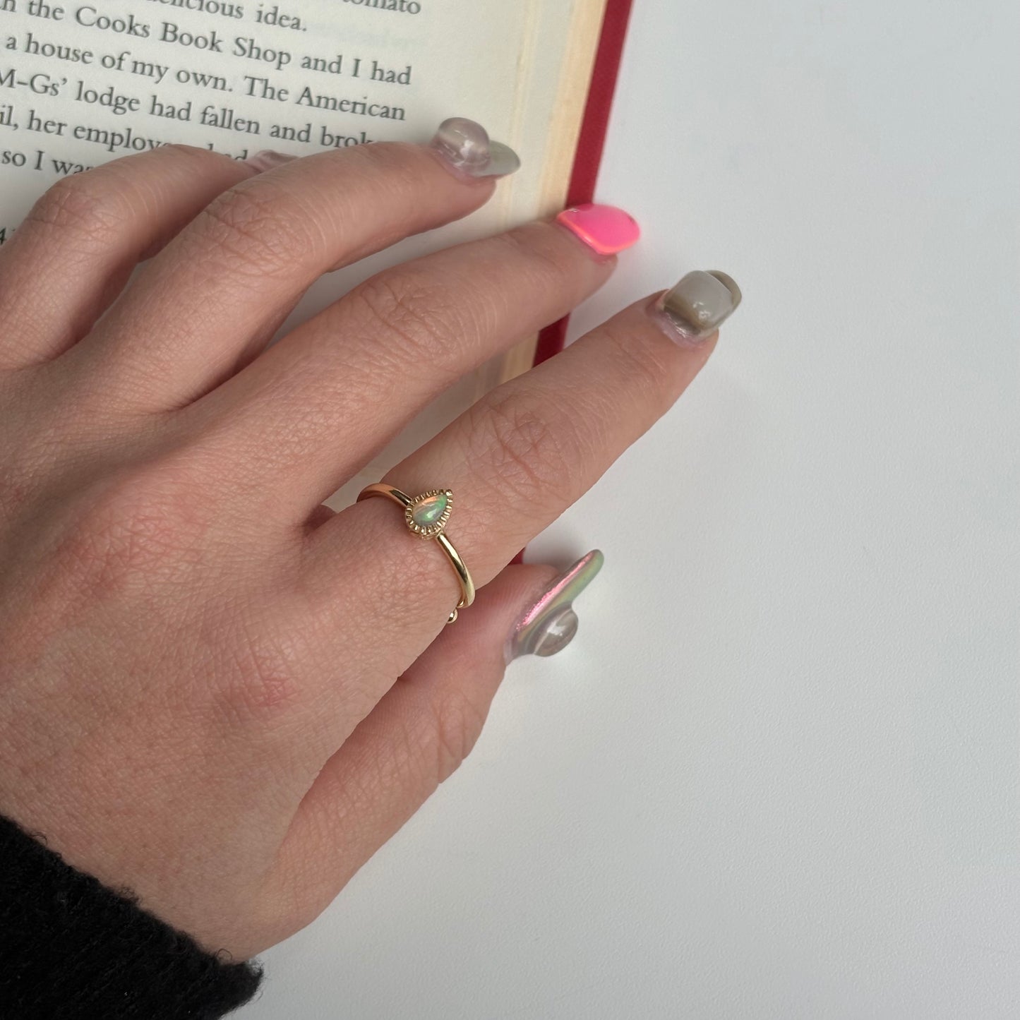 Brass petit ring〈Opal〉