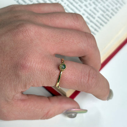 Brass petit ring〈Purple Labradorite〉