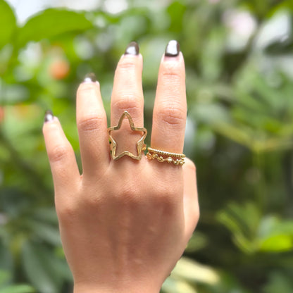 Brass star plain ring 15