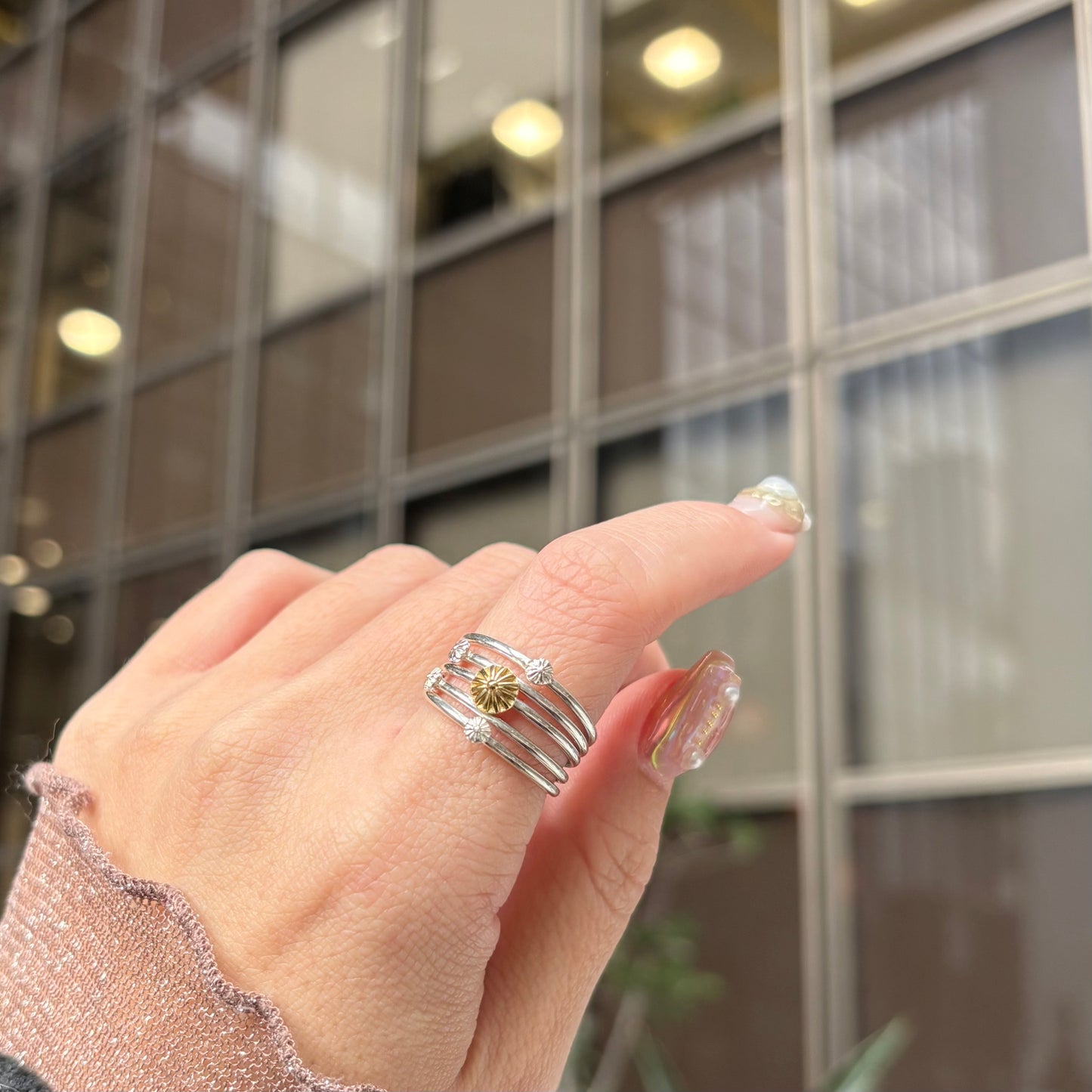 Stacking plain ring 〈Flower〉