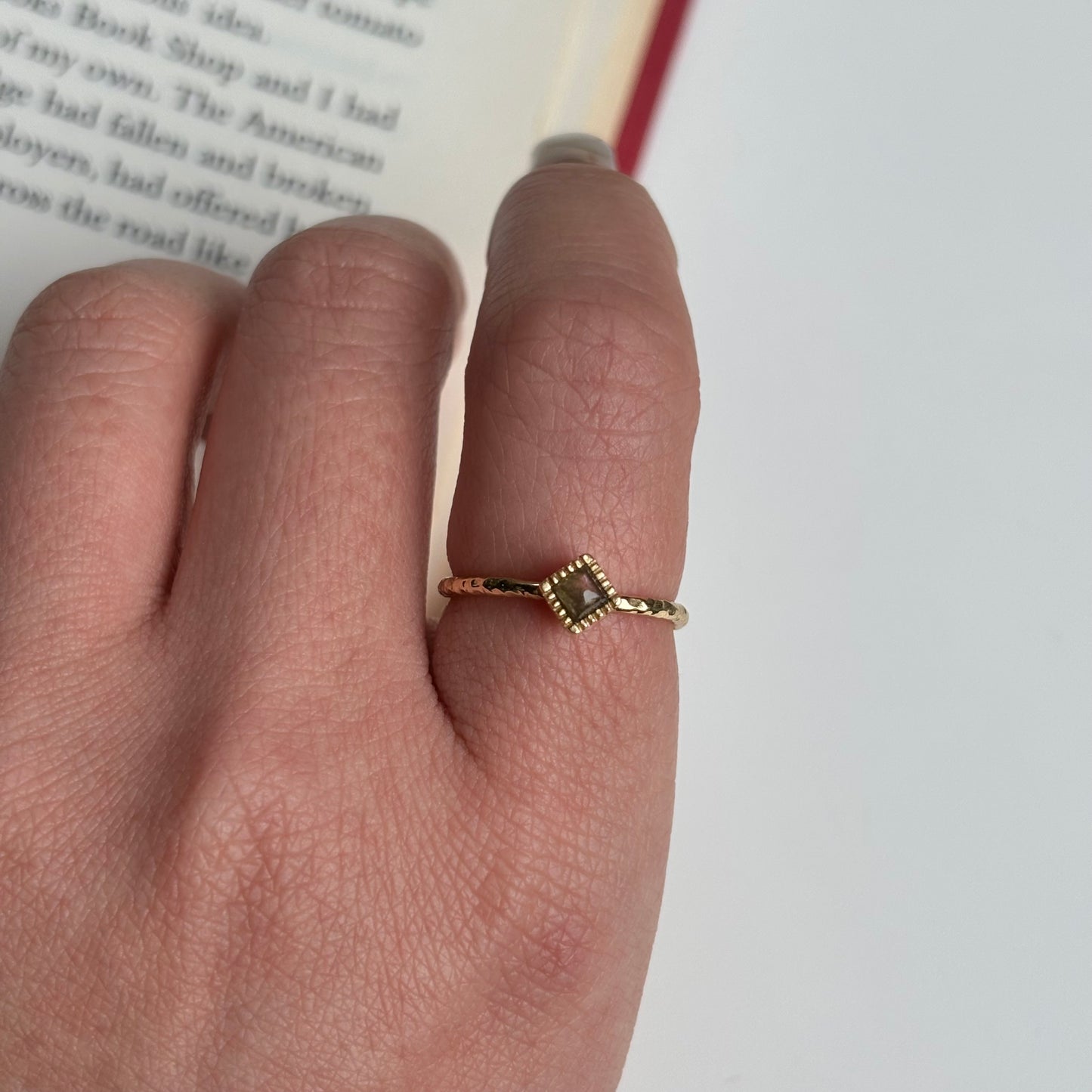 Brass petit ring〈Purple Labradorite〉