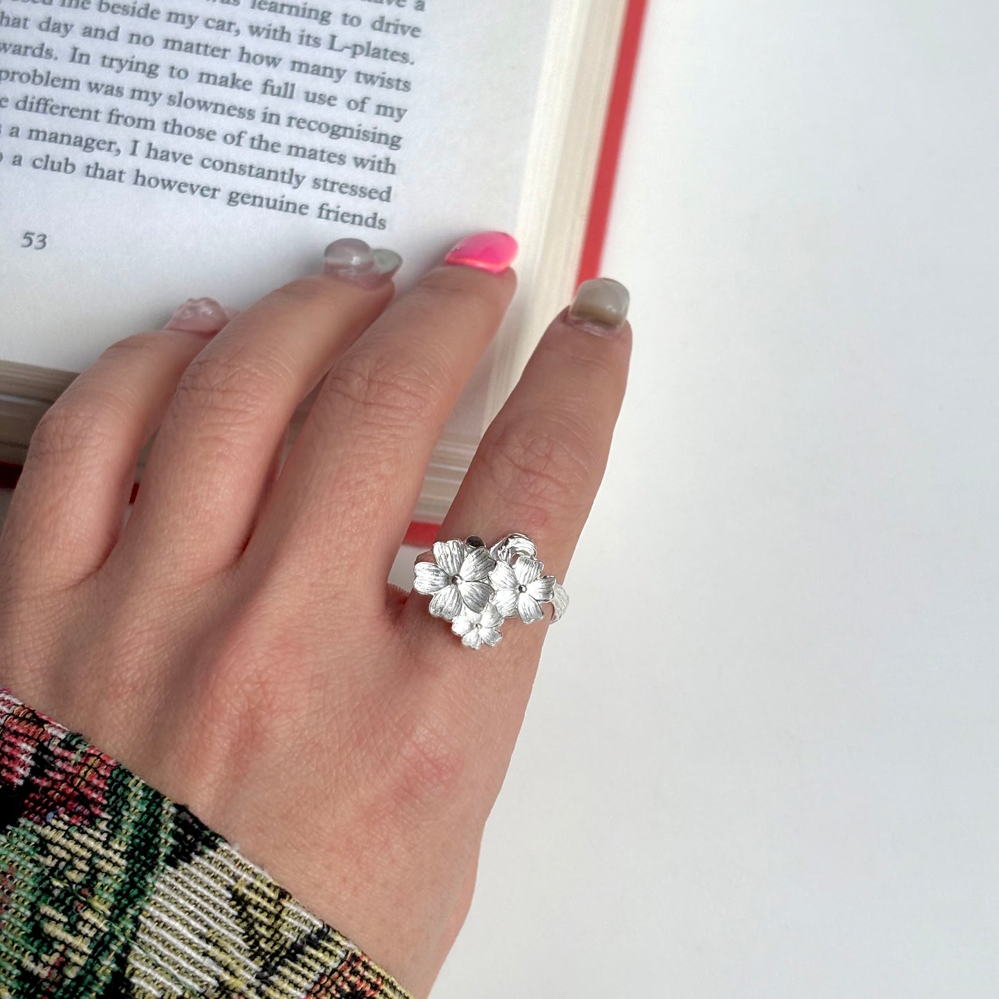 Flower plain ring 6