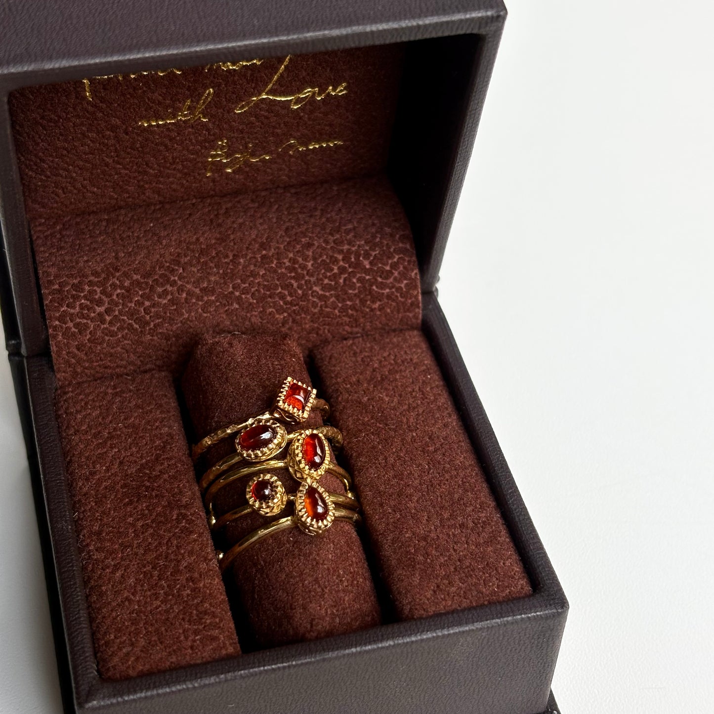 Brass petit ring〈Garnet〉