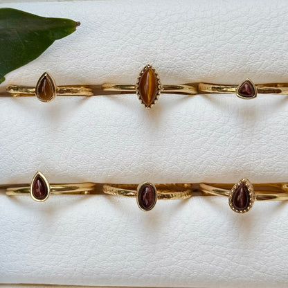 Brass petit ring〈Tiger eye〉