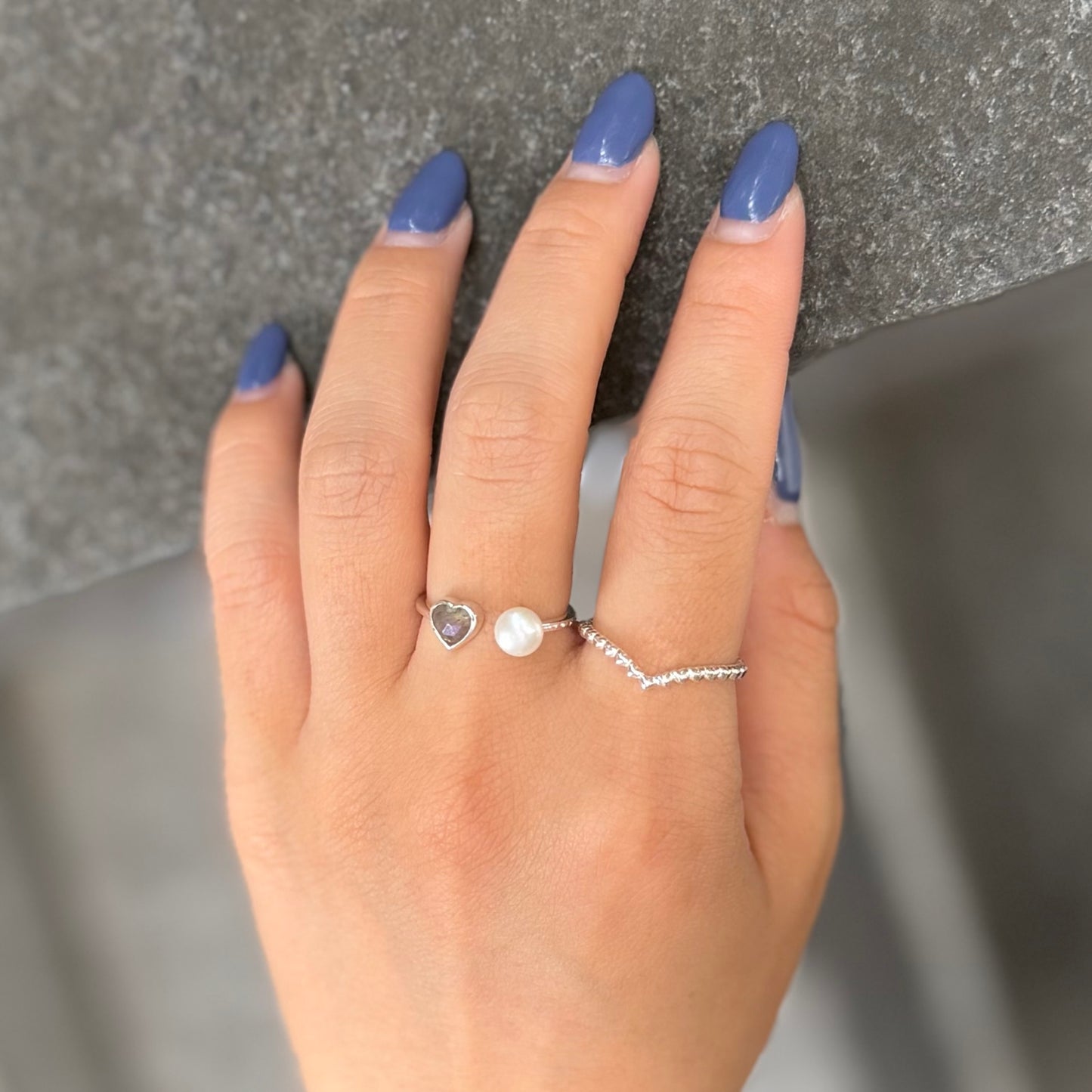 Heart×Pearl 2stone ring