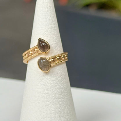 Brass 2stone ring 13