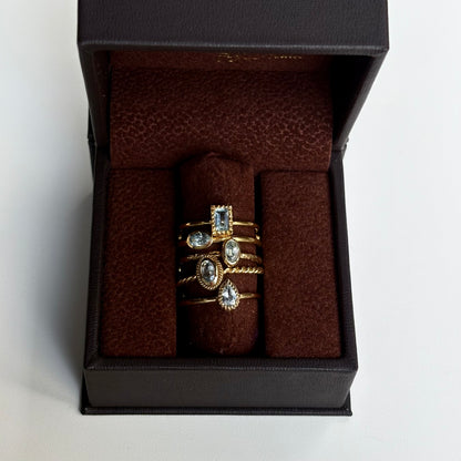 Brass petit ring〈Blue Topaz〉