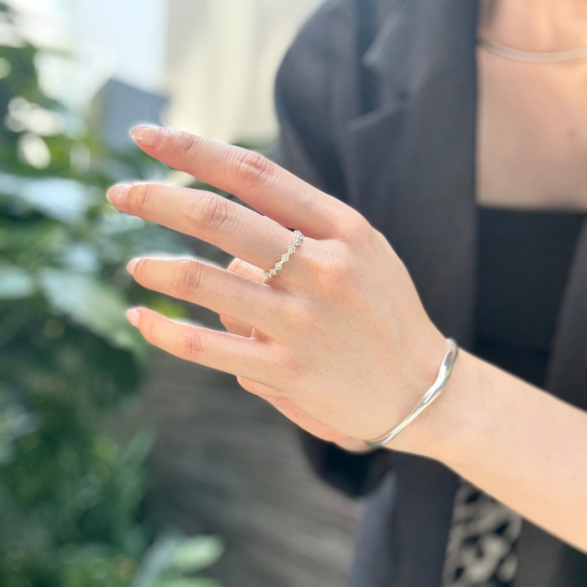 Flower plain ring 5