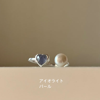 Heart×Pearl 2stone ring