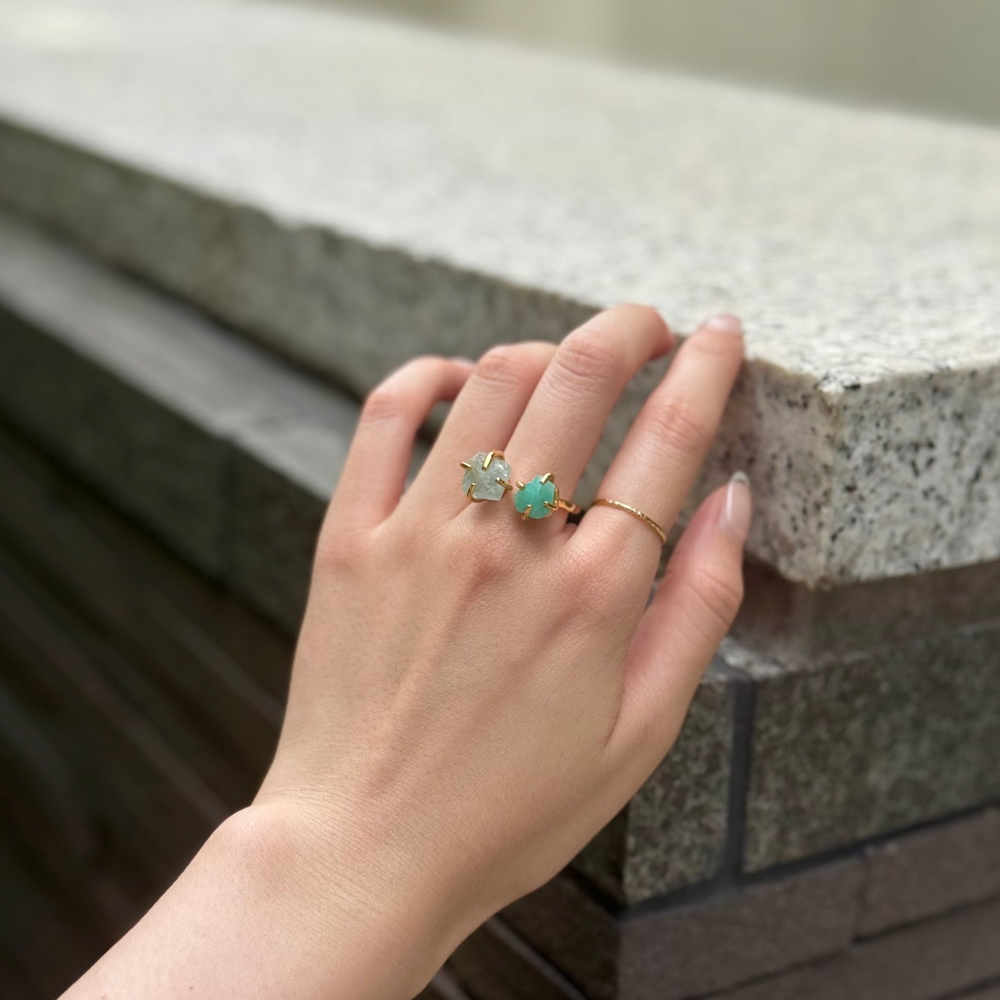 Brass 2stone ring 14