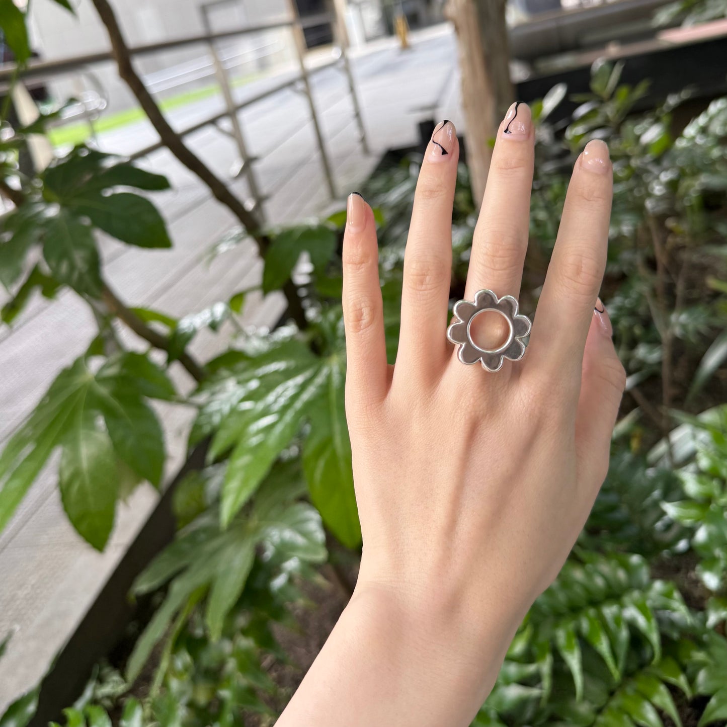Flower plain ring 5