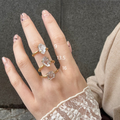 Brass Herkimer diamond ring
