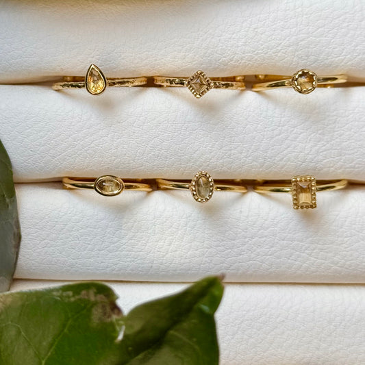 Brass petit ring〈Citrine〉