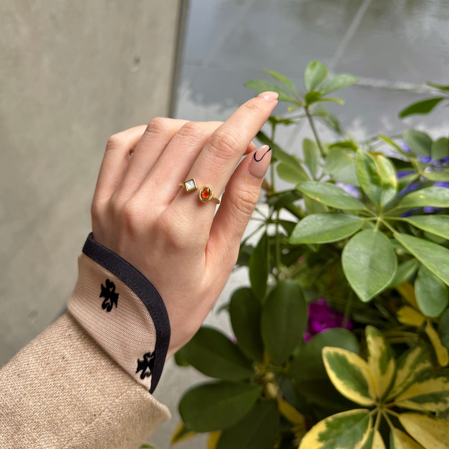 Brass 2stone ring 10