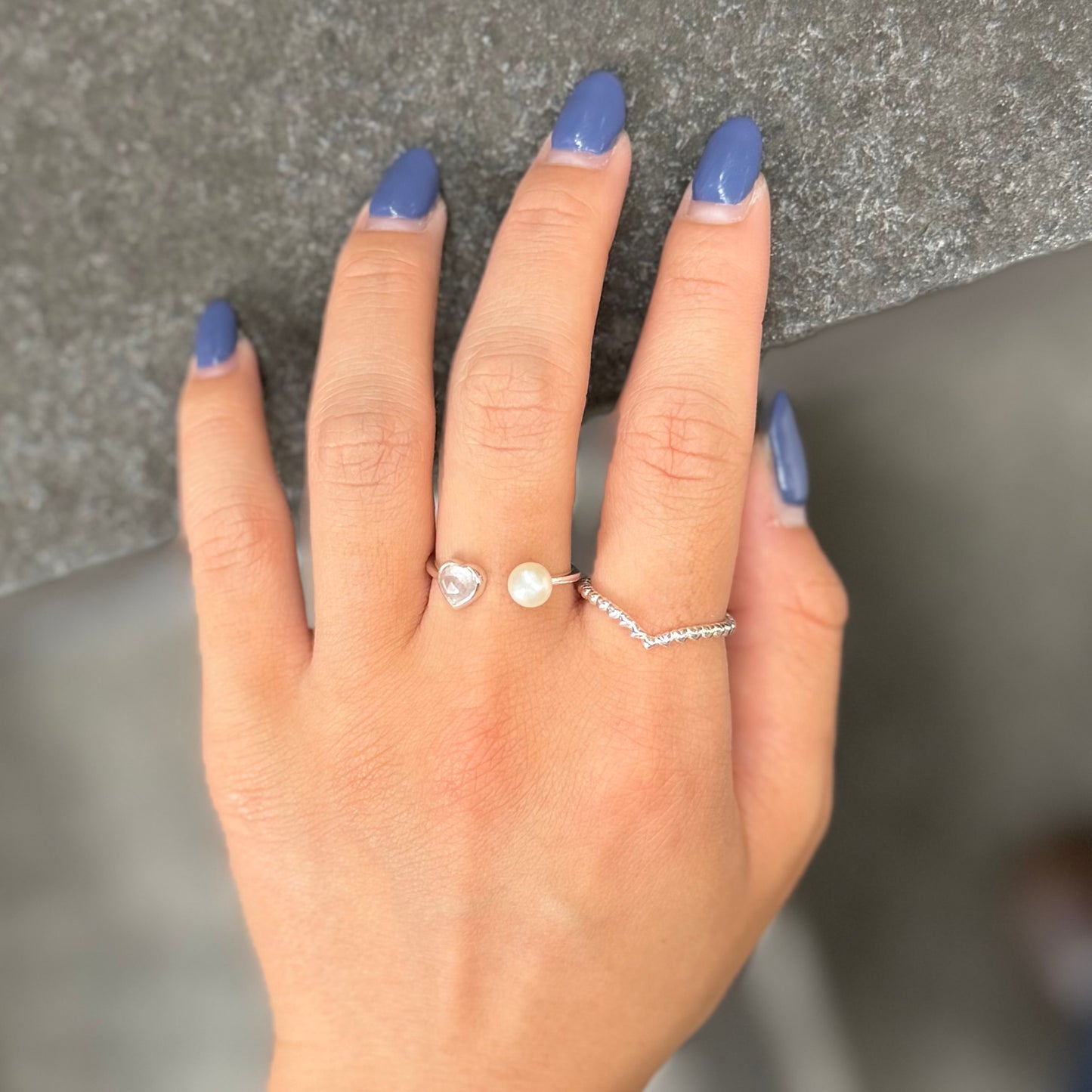Heart×Pearl 2stone ring