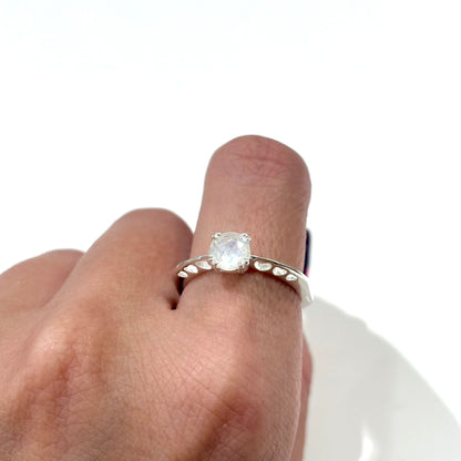 Heart design ring 〈Rainbow moon stone〉