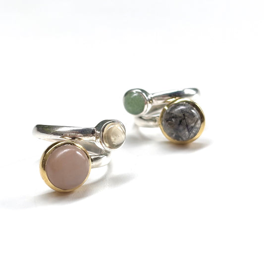 Silver925×Brass 2stone ring 22