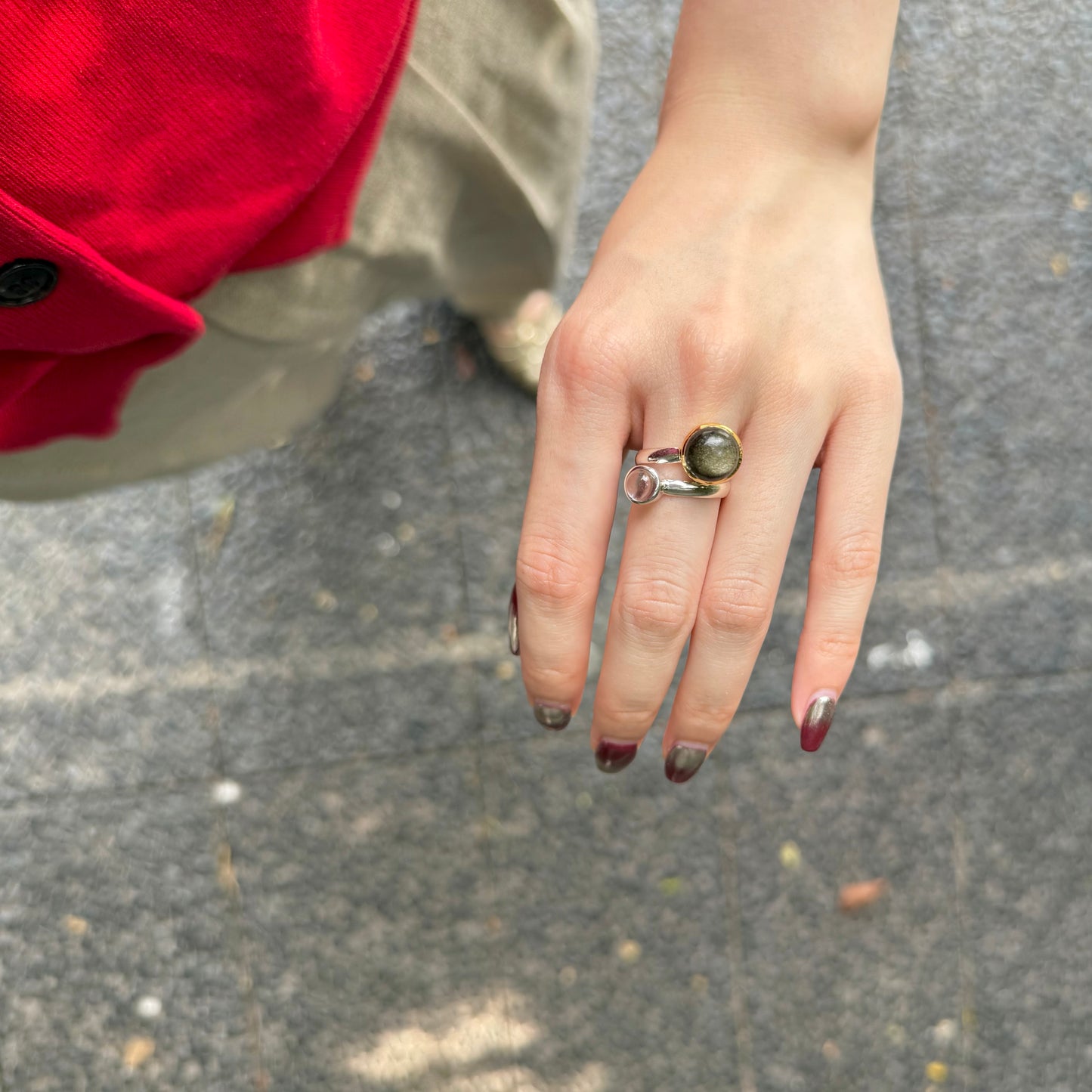 Silver925×Brass 2stone ring 20