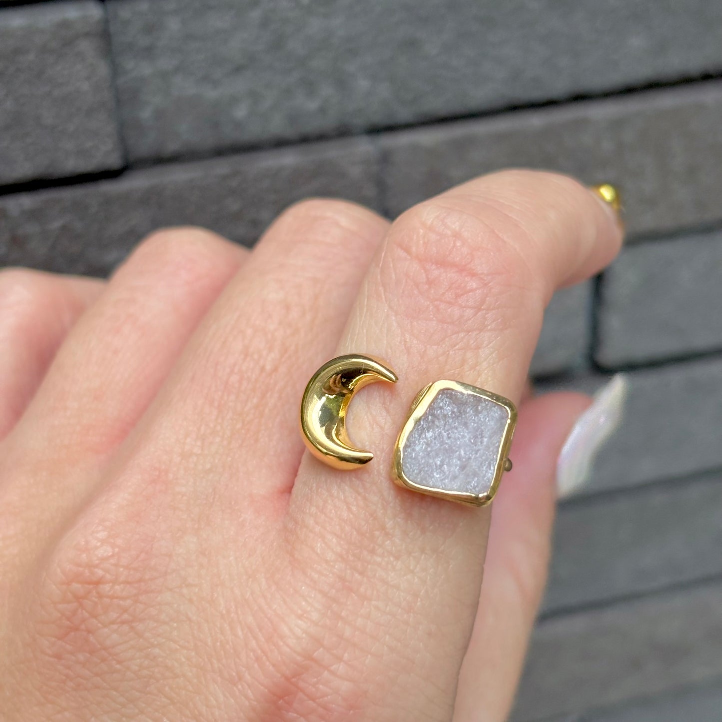 Brass Moon × Stone ring