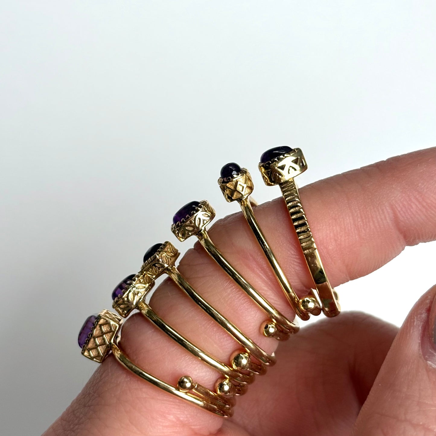 Brass petit ring〈Amethyst〉