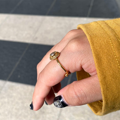 Brass petit  ring〈gray/black〉