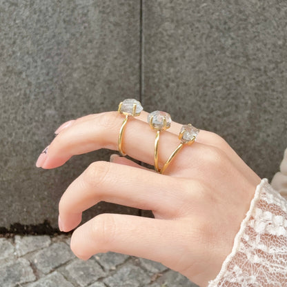 Brass Herkimer diamond ring