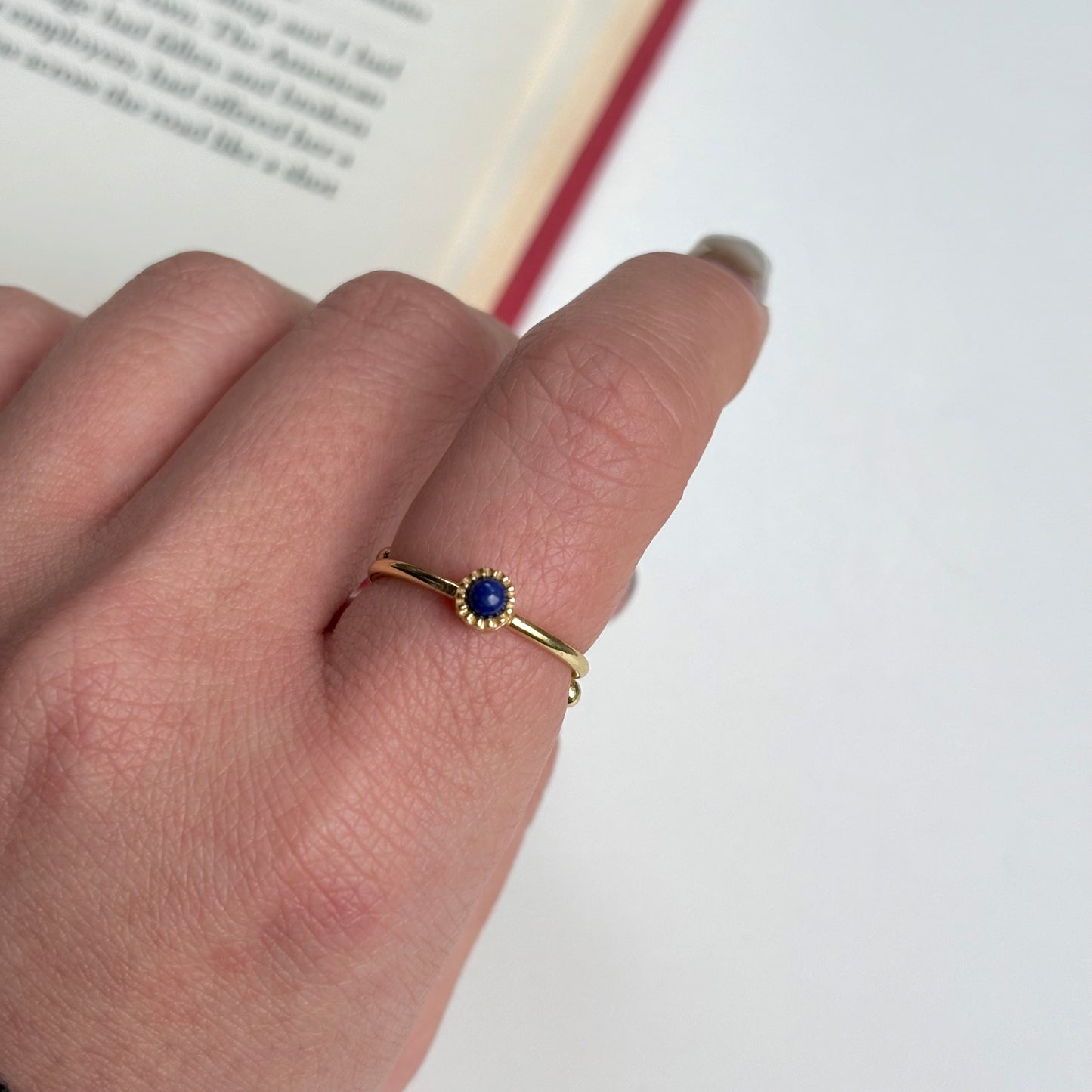 Brass petit ring〈Lapis lazuli〉