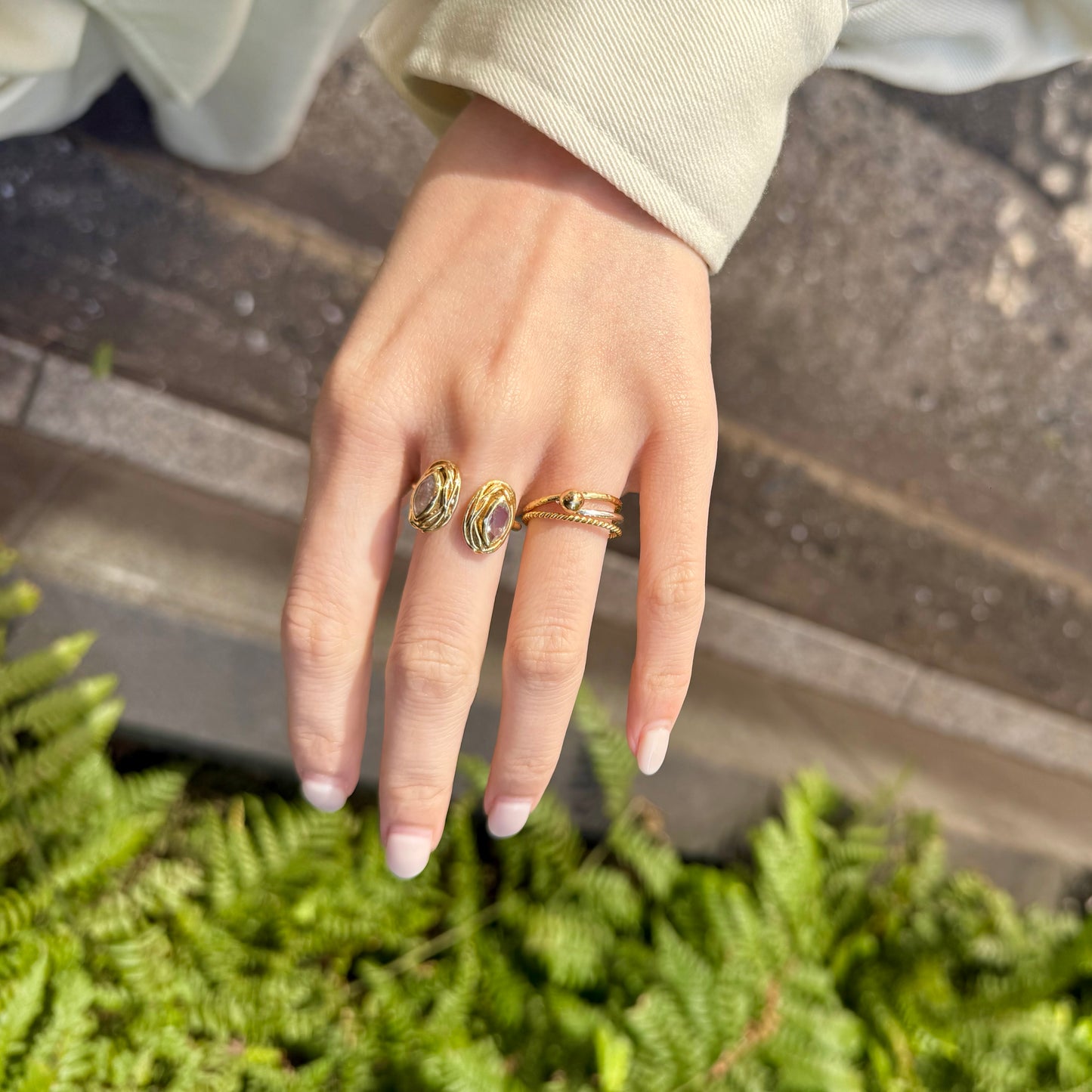 Brass 2stone ring 3