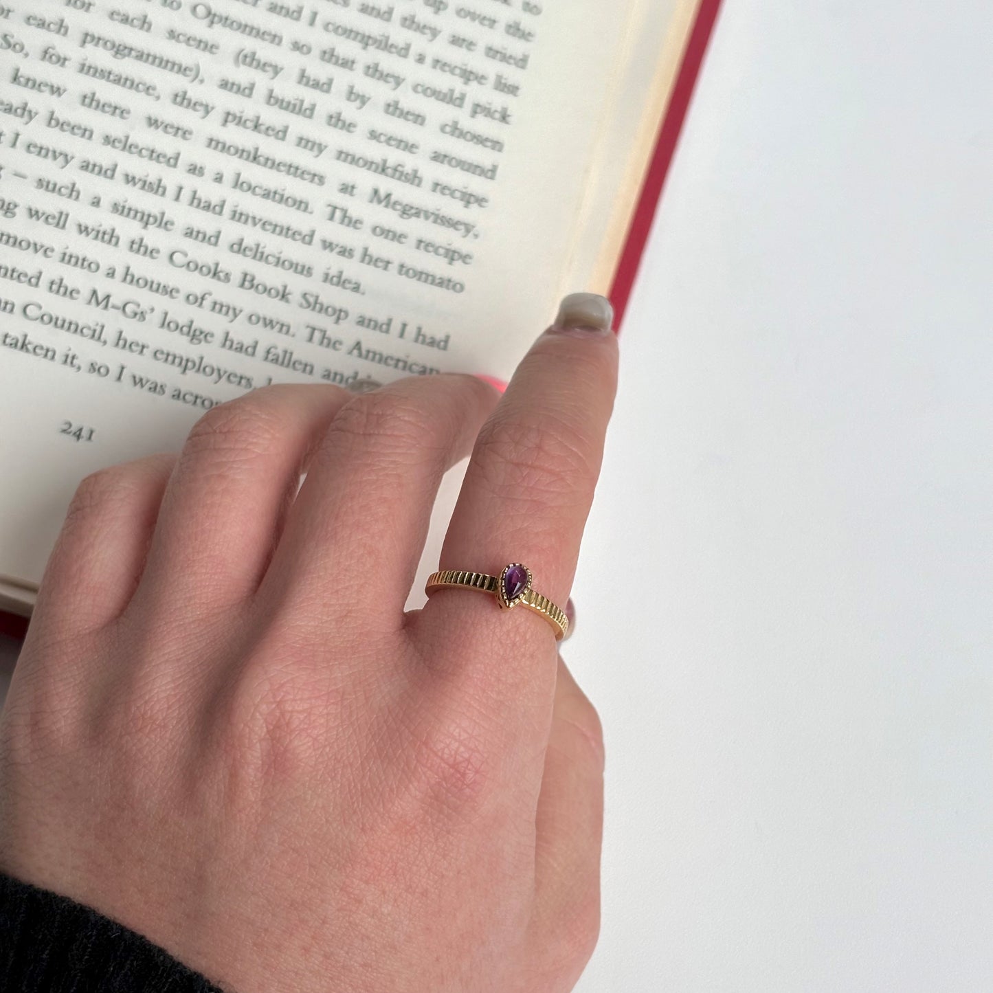 Brass petit ring〈Amethyst〉