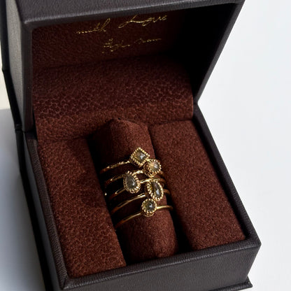 Brass petit ring〈Purple Labradorite〉