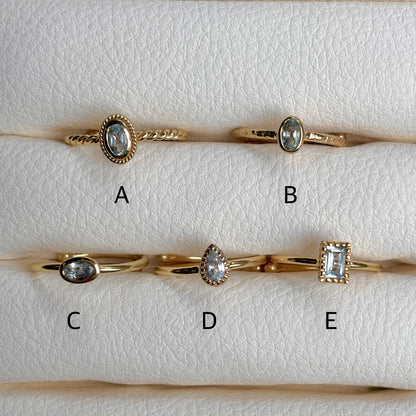 Brass petit ring〈Blue Topaz〉