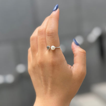 Heart×Pearl 2stone ring