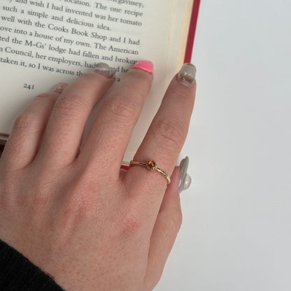 Brass petit ring〈Carnelian〉