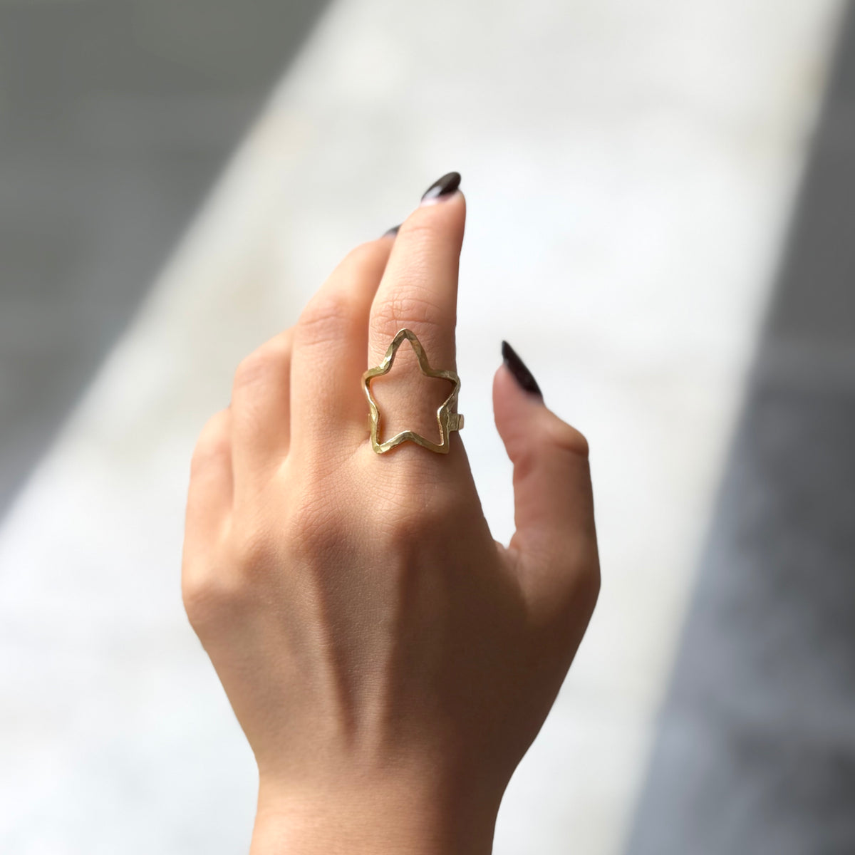 Brass star plain ring 15