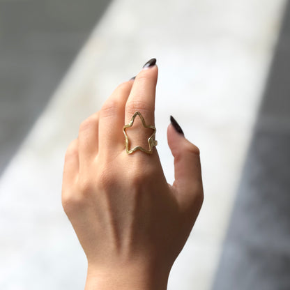 Brass star plain ring 15