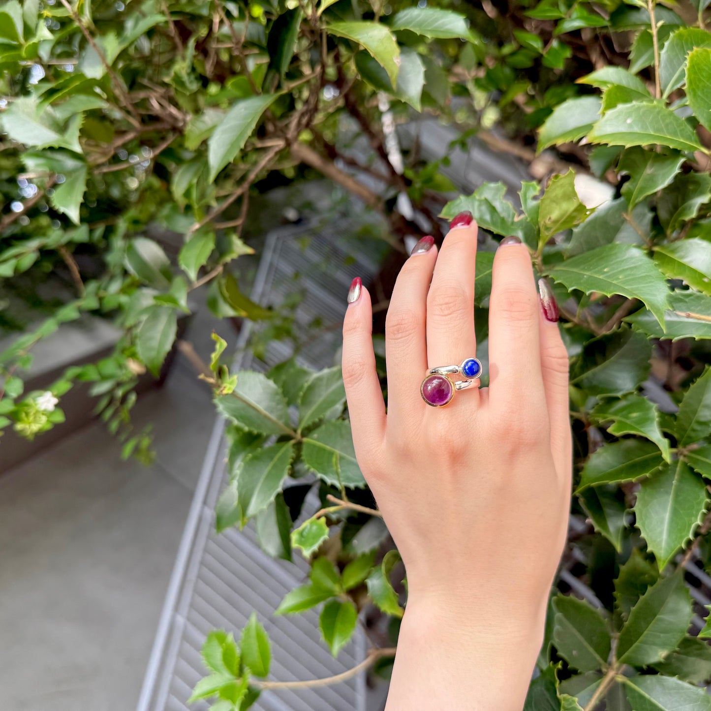 Silver925×Brass 2stone ring 20
