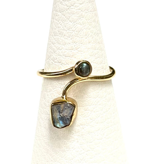 Brass 2stone ring 16