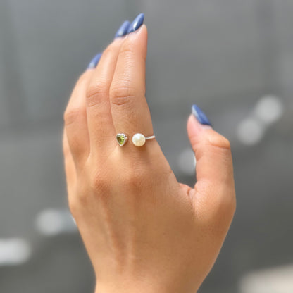 Heart×Pearl 2stone ring