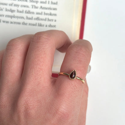 Brass petit ring〈Tiger eye〉