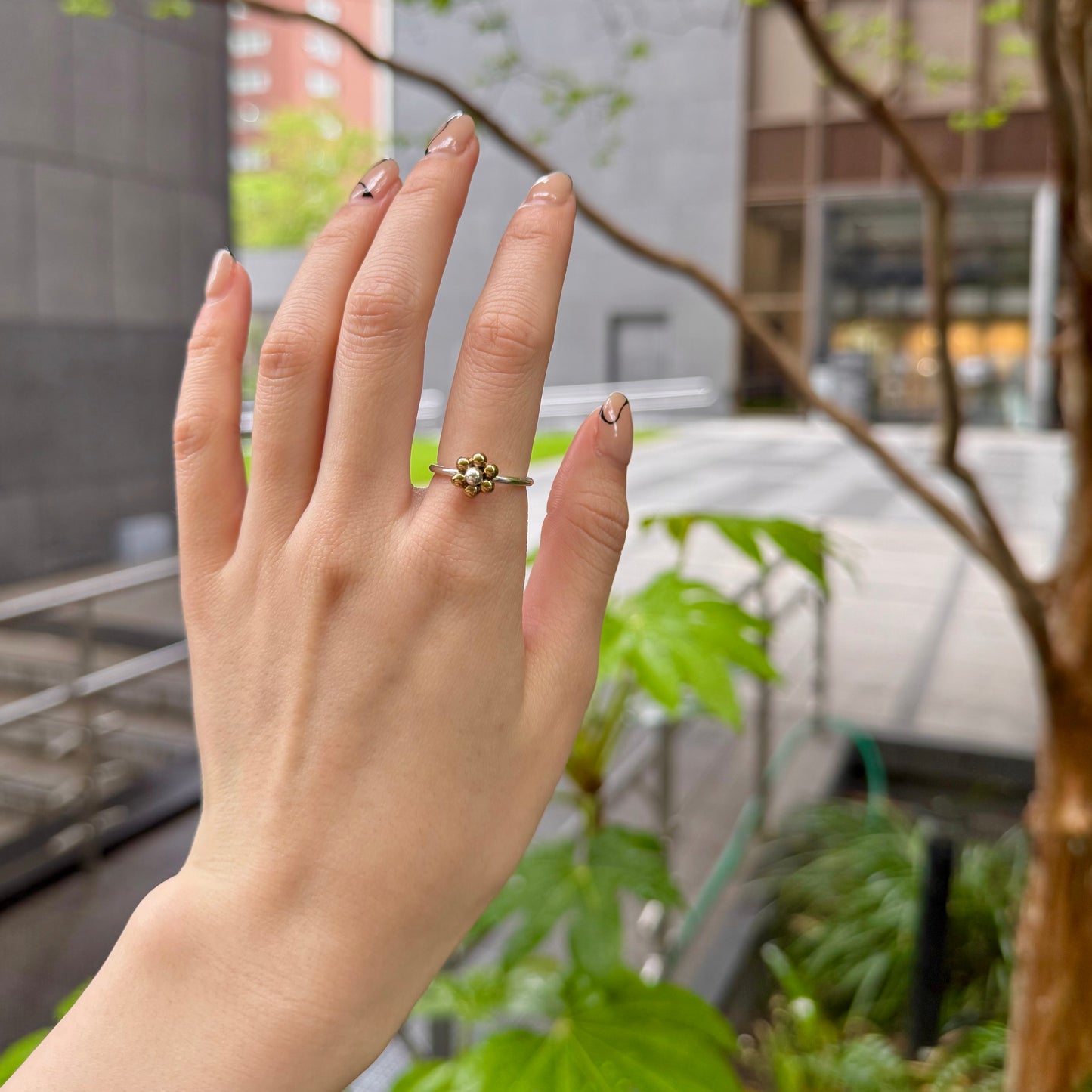 Flower plain ring 4