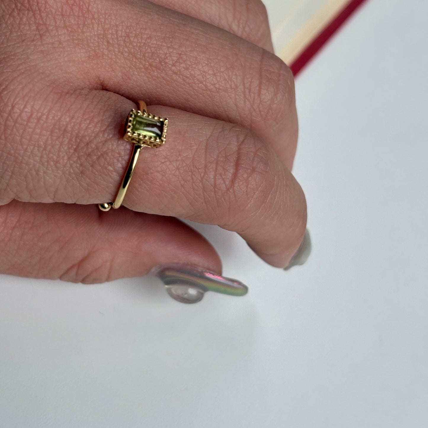 Brass petit ring〈Peridot〉