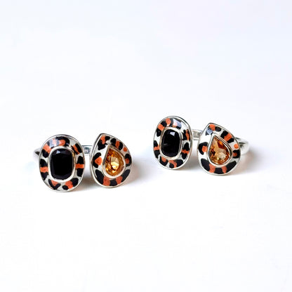 《 FUKUOKA limited 》【Biju mam poco】Leopard enamel × Stone ring