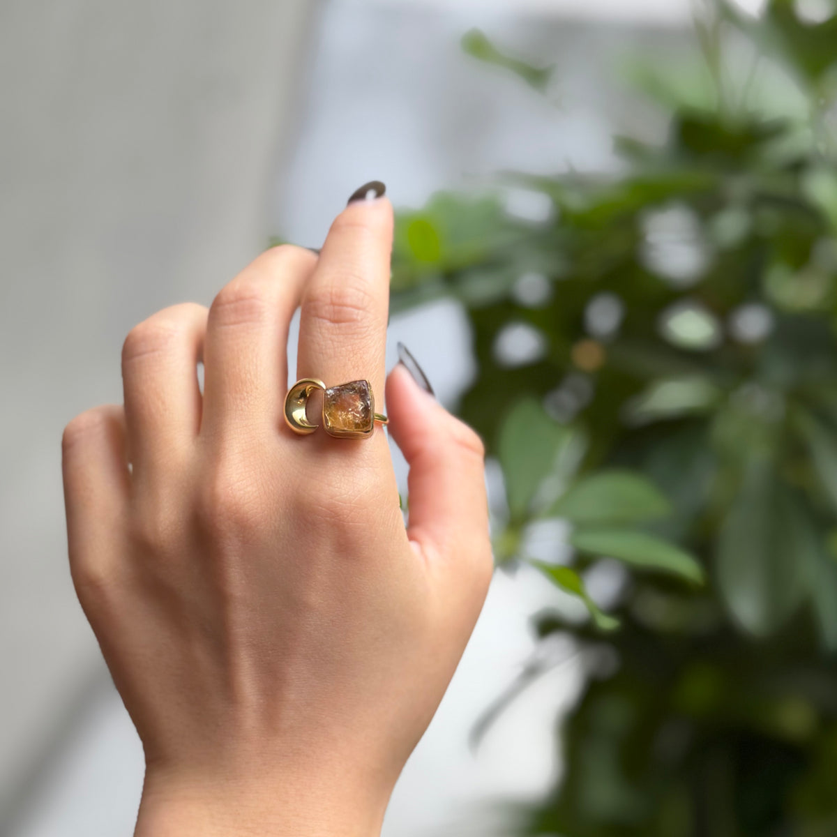 Brass Moon design ring