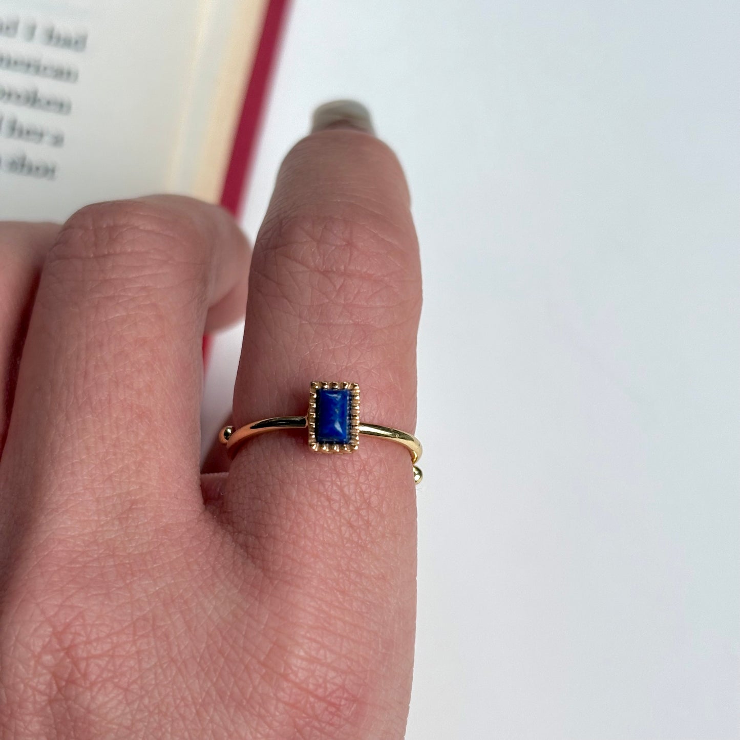 Brass petit ring〈Lapis lazuli〉